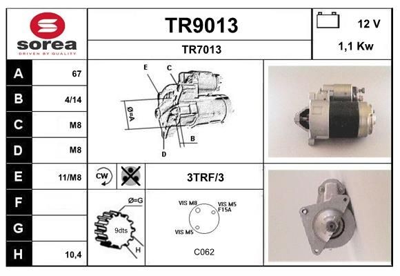 SNRA Starter motor Article number: TR9013 cheaply