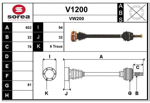 SNRA Drive shaft Article number: V1200 cheaply