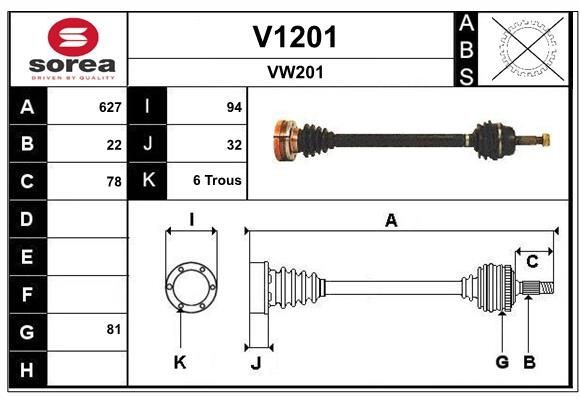 SNRA Drive shaft Article number: V1201 cheaply