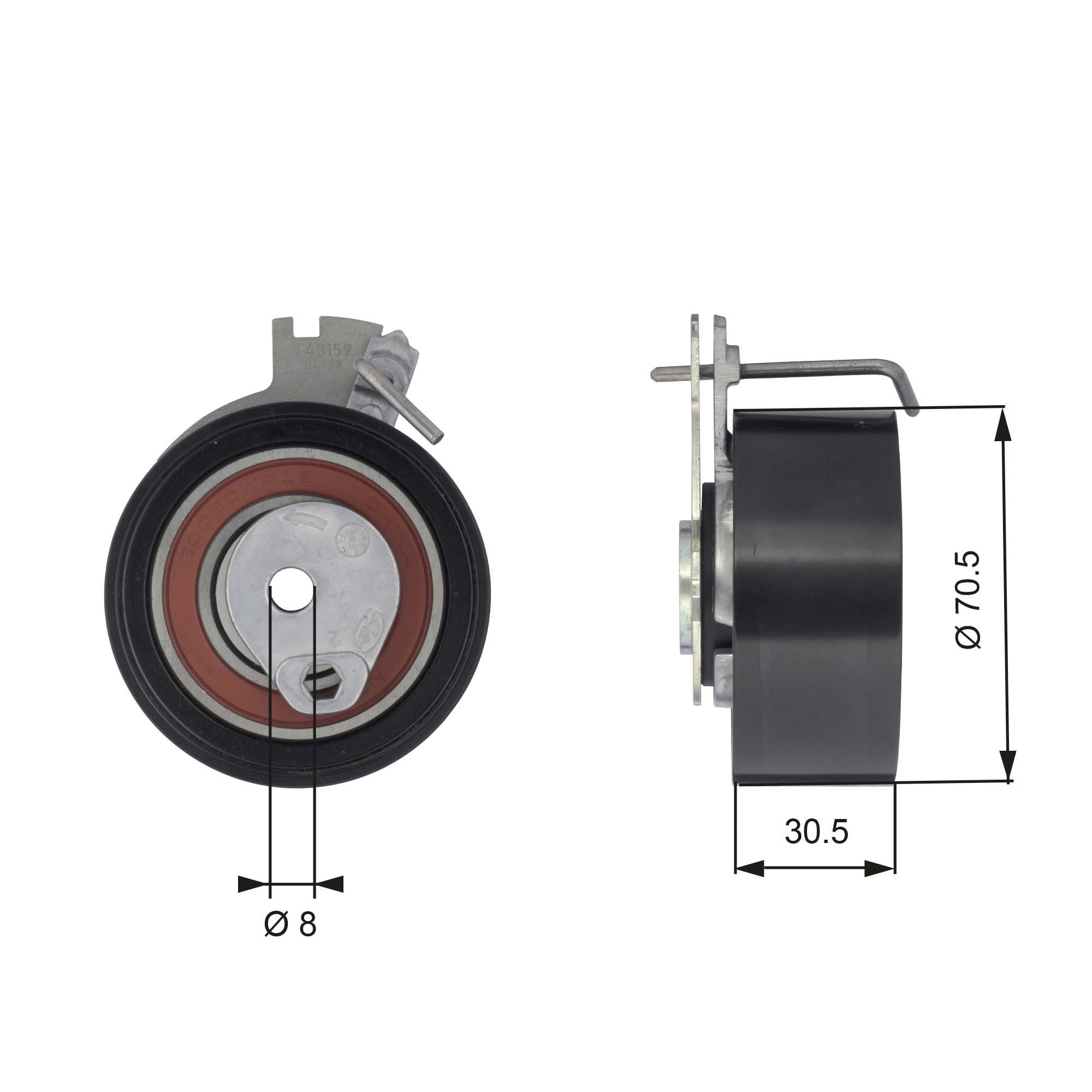 GATES Timing belt tensioner pulley Article number: T43159 cheaply