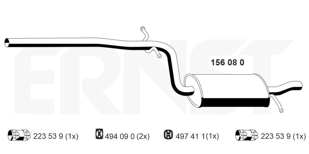 ERNST Middle silencer Article number: 156080 cheaply