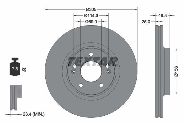 TEXTAR Brake disc Article number: 92292203 cheaply