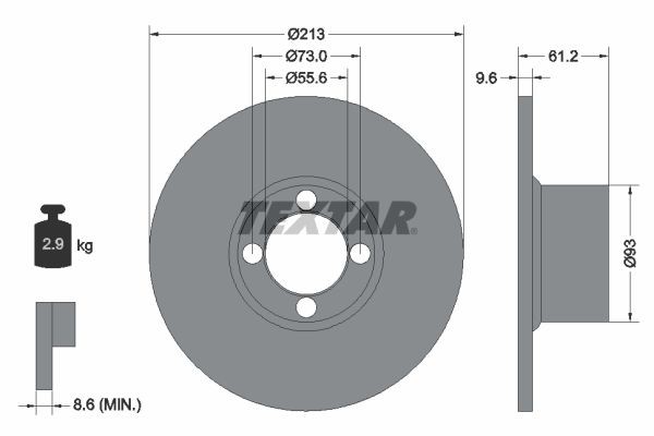 TEXTAR Brake disc Article number: 92092600 cheaply