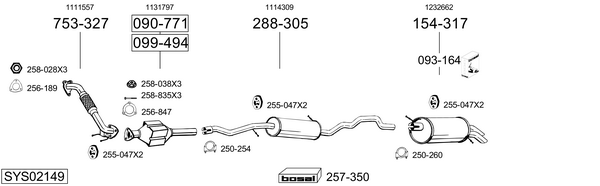 BOSAL Middle silencer Article number: 233-869 cheaply