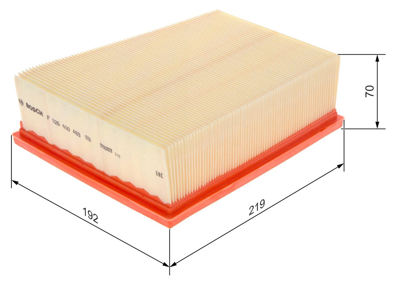 BOSCH Air filter Article number: F 026 400 489 cheaply