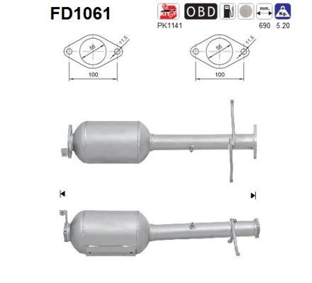 AS Diesel particulate filter Article number: FD1061 cheaply