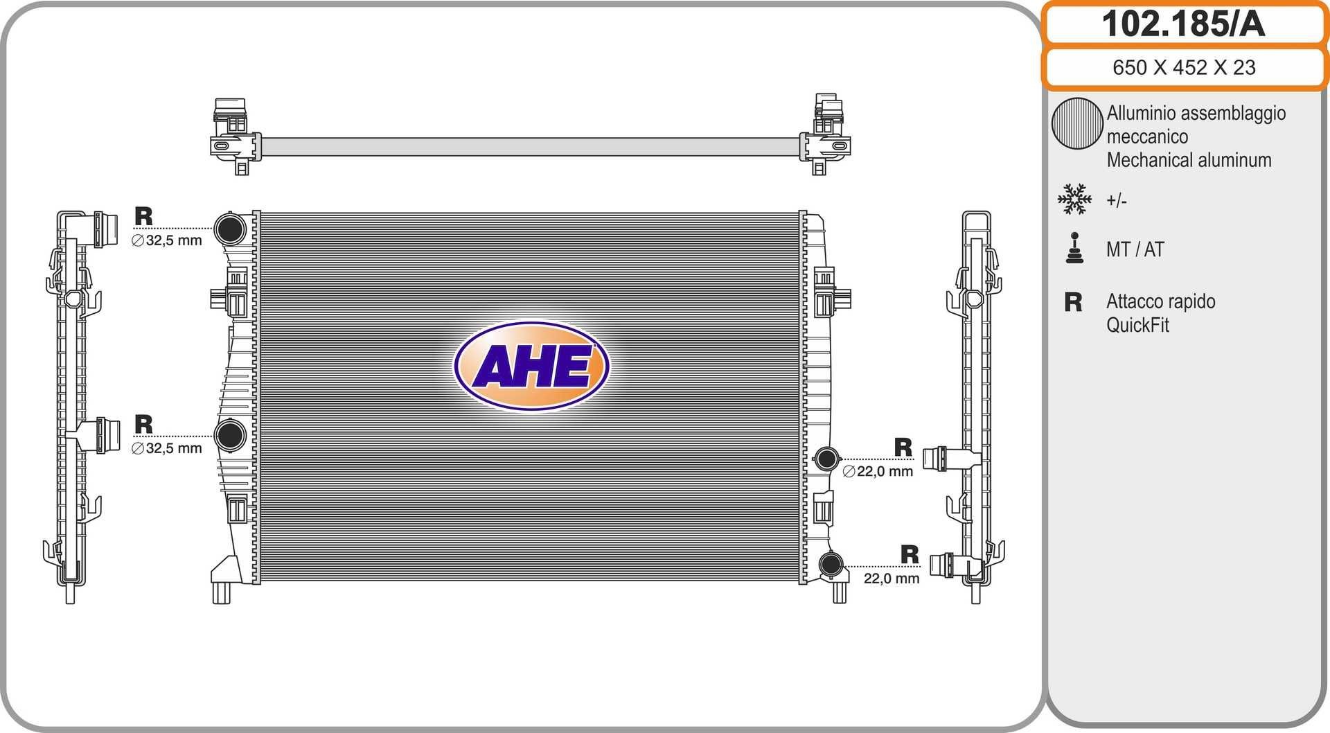 AHE Radiaator, mootorijahutus Artikli number: 102.185/A soodsalt