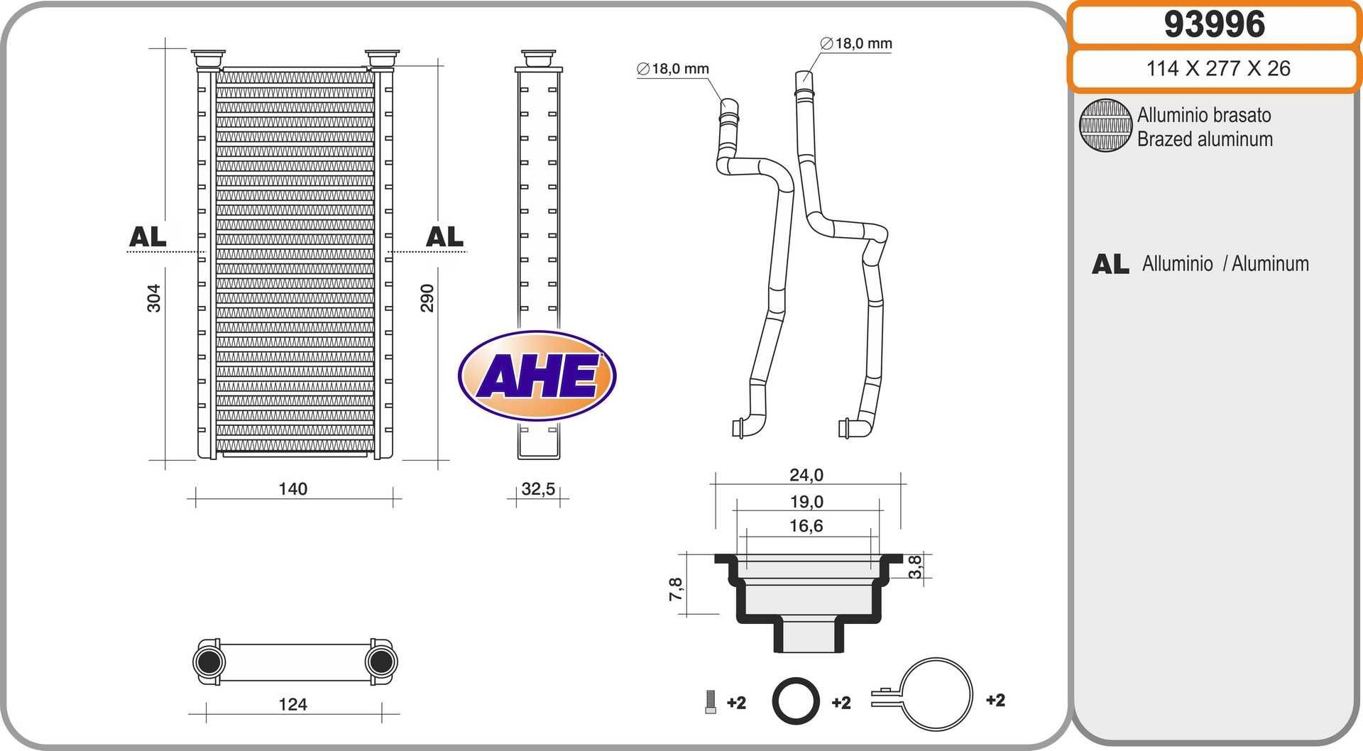 AHE Heater matrix Article number: 93996 cheaply