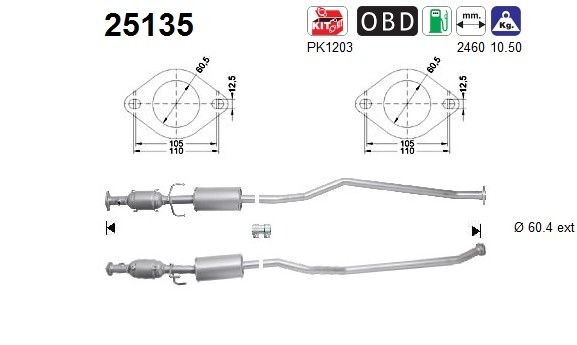 AS Catalytic converter Article number: 25135 cheaply