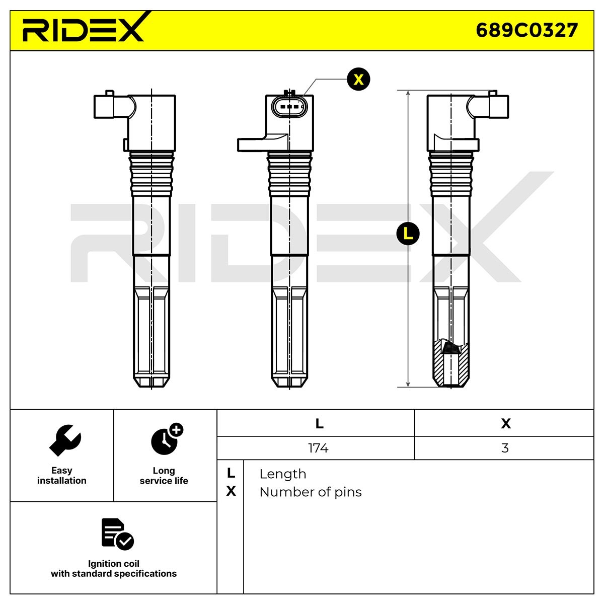 RIDEX Ignition coil Article number: 689C0327 cheaply