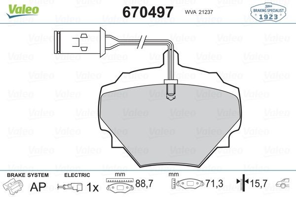 VALEO Brake pad set Article number: 670497 cheaply