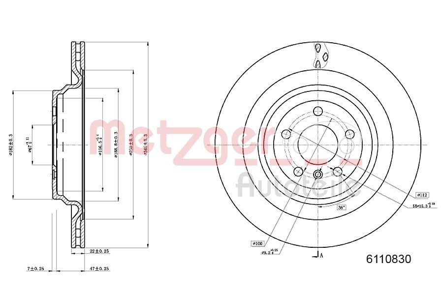 METZGER Brake disc Article number: 6110830 cheaply