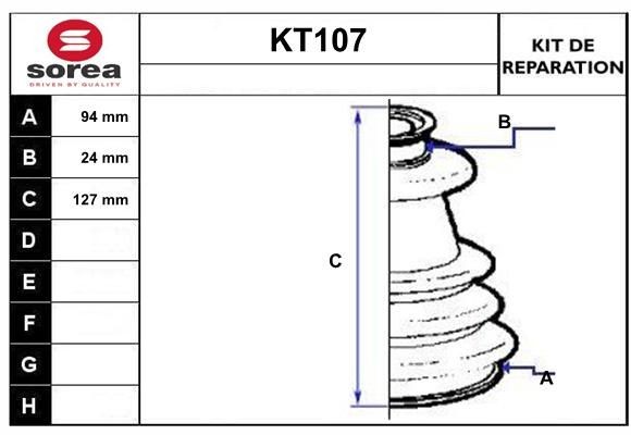 SERA Bellow Set, drive shaft Article number: KT107 cheaply