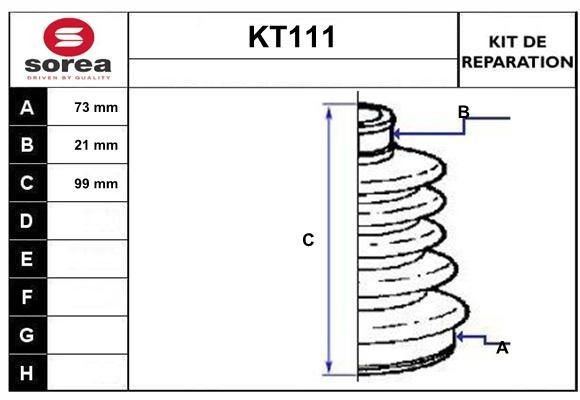 SERA Bellow Set, drive shaft Article number: KT111 cheaply