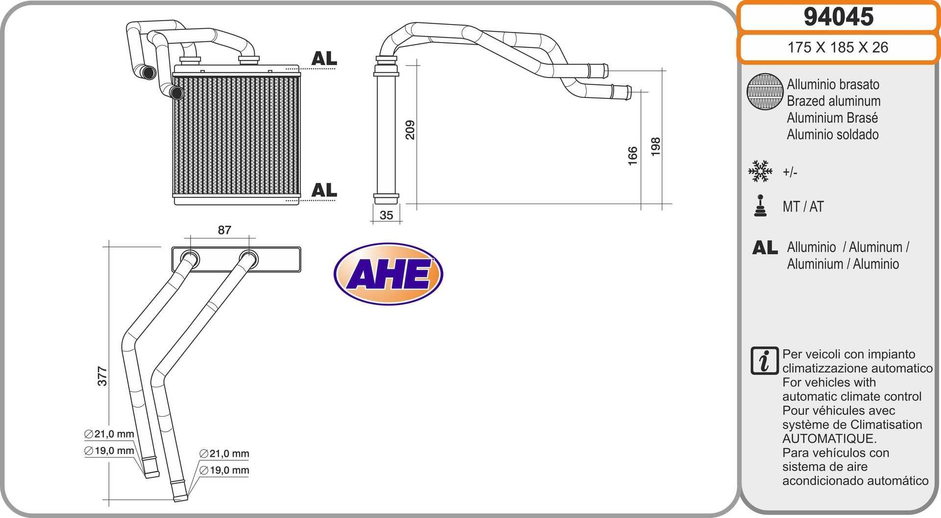 AHE Heater matrix Article number: 94045 cheaply