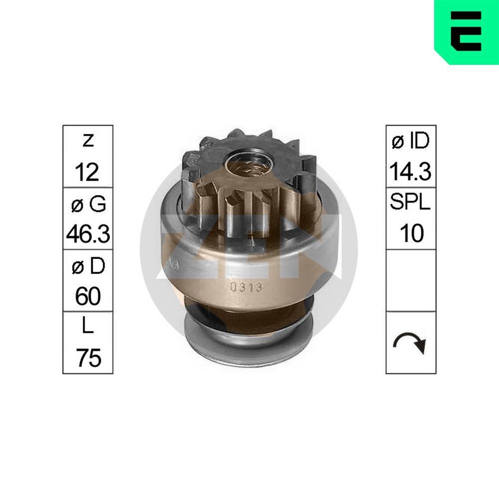 ERA ZN0313 Friløbsgear, starter TRANSIT 2.5 TD 100 HK Diesel 2000