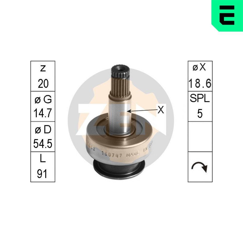 ERA ZN1563 Freewheel Gear, starter PAJERO / SHOGUN 2.8 TD (V46W, V26W) 125 PS Diesel 1999