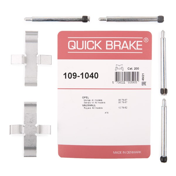 QUICK BRAKE 109-1040 Monteringssæt til bremseklodser SENATOR 3.0 156 HK Benzin 1987