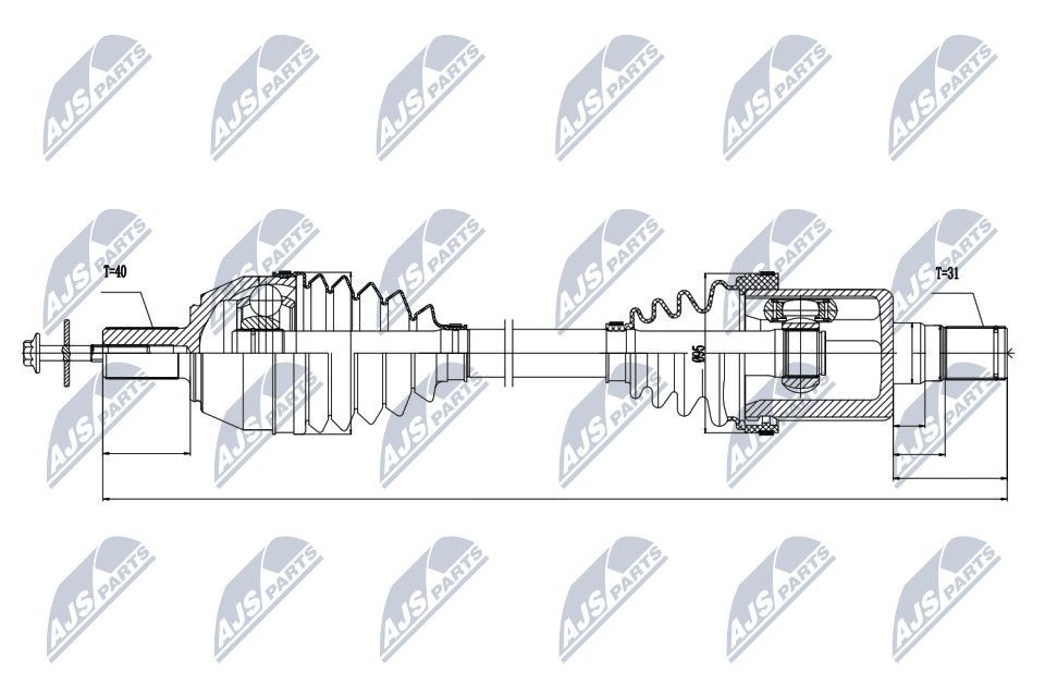 NTY Drive shaft Article number: NPW-VV-023 cheaply