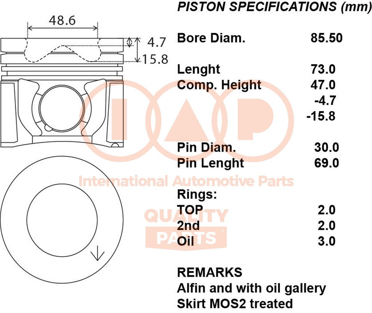 IAP QUALITY PARTS Kolvid Artikli number: 100-06063 soodsalt