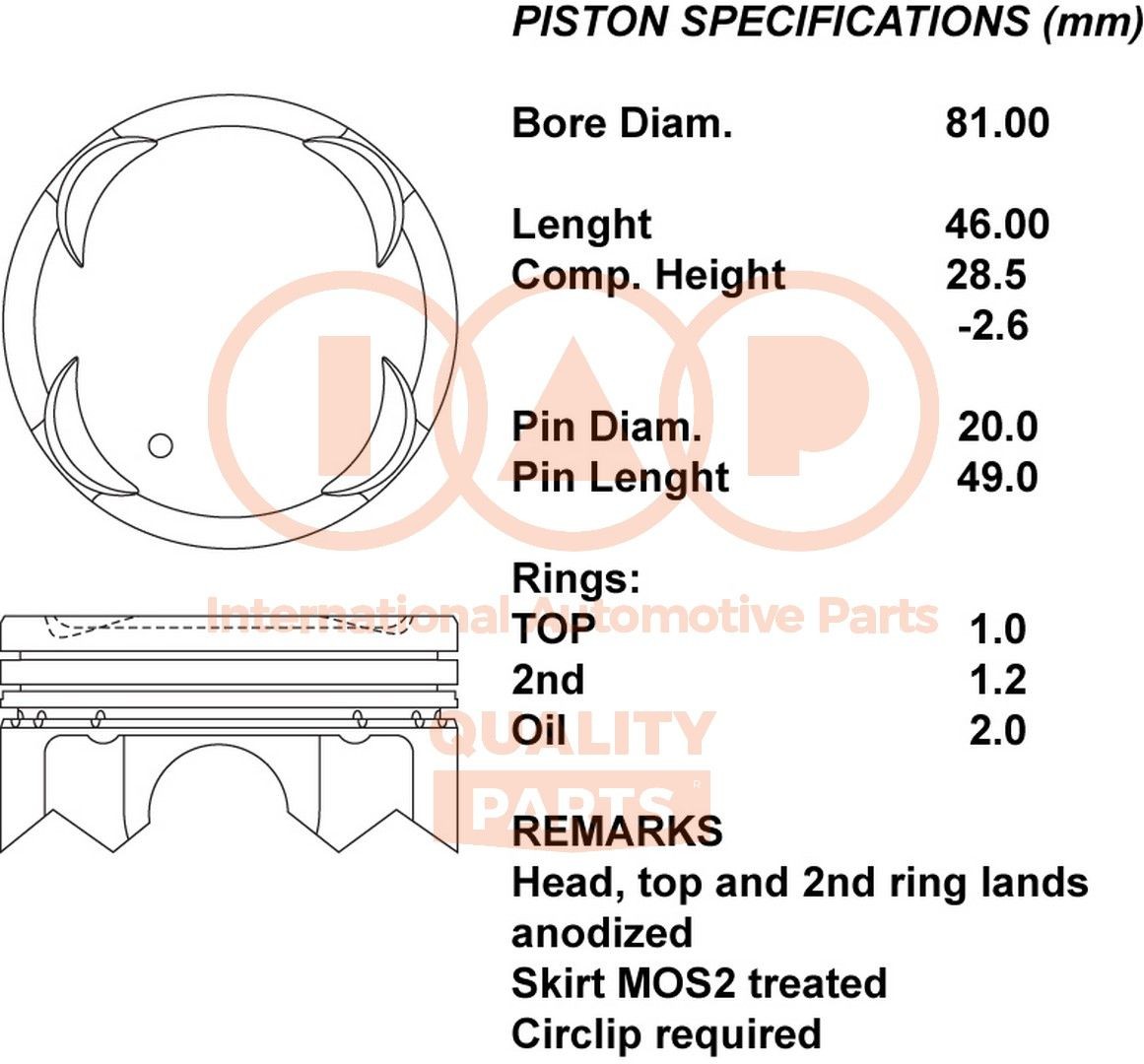 IAP QUALITY PARTS Piston Article number: 100-07120 cheaply