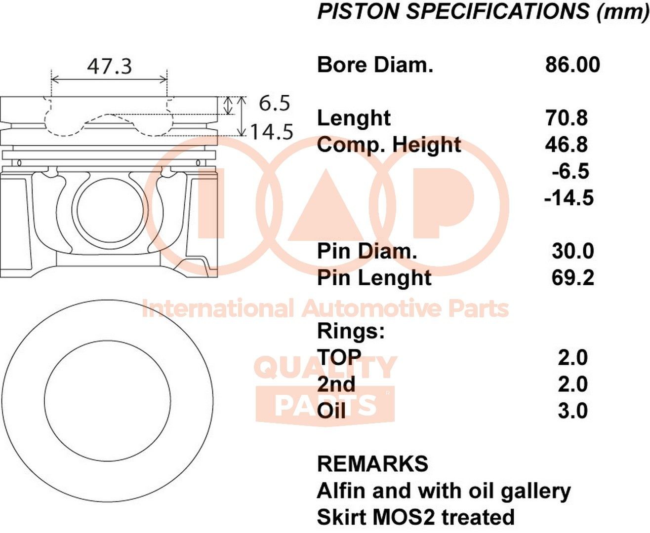 IAP QUALITY PARTS Piston Article number: 100-11052 cheaply