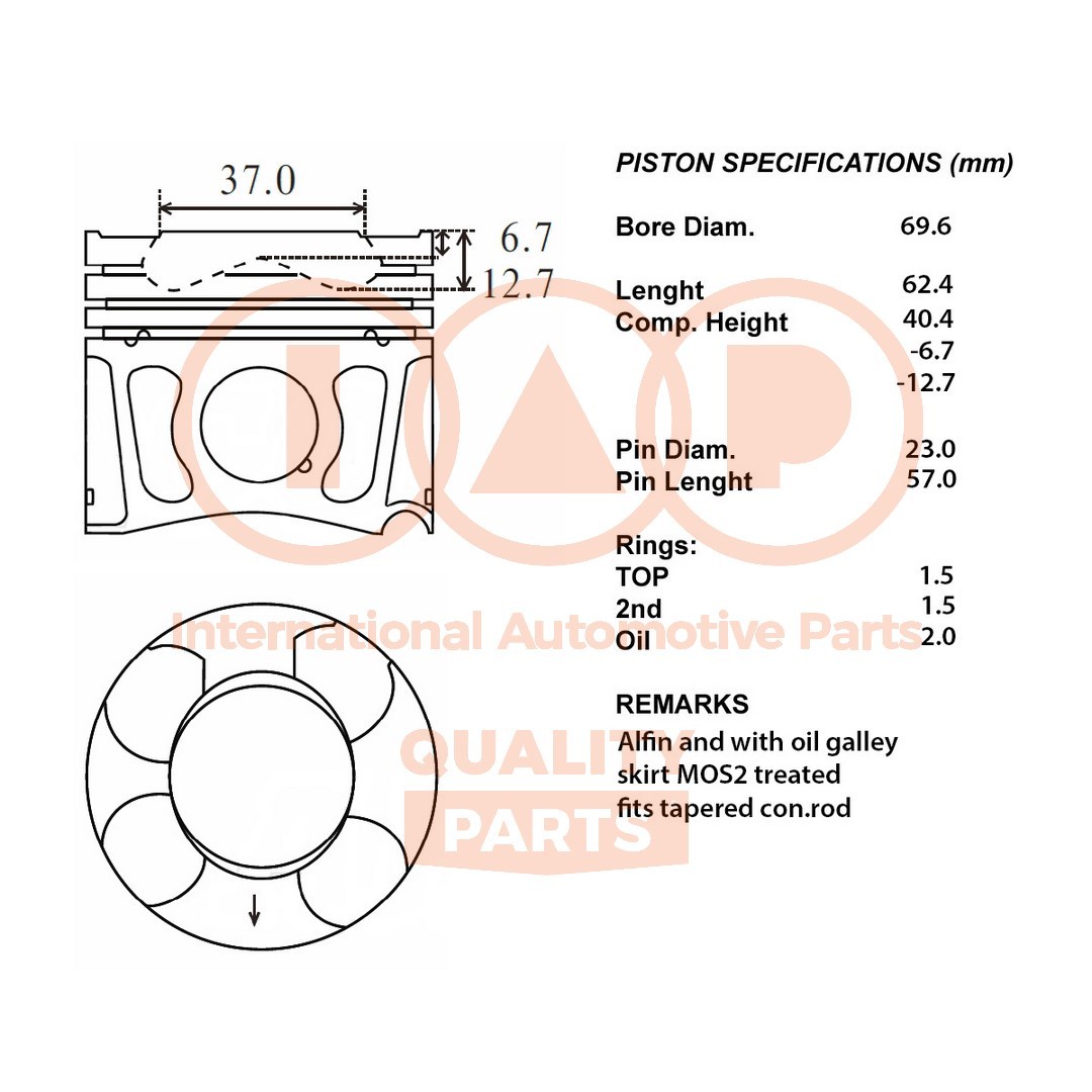 IAP QUALITY PARTS Piston Article number: 100-14071 cheaply
