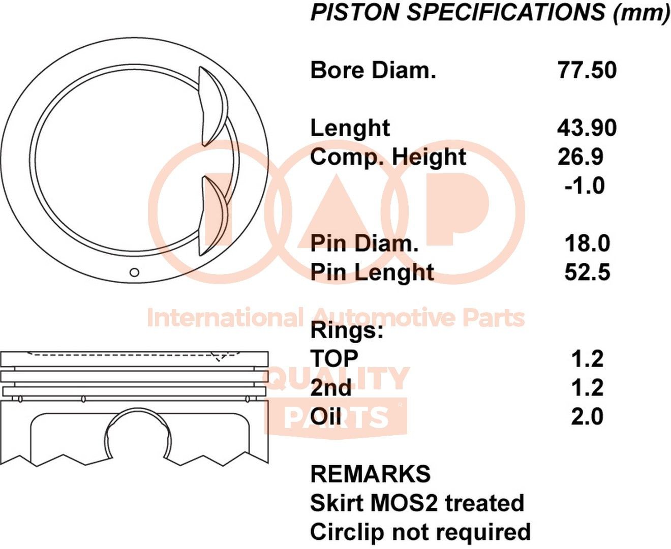 IAP QUALITY PARTS Piston Article number: 100-21103 cheaply