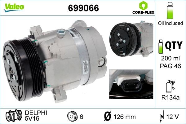 VALEO Air conditioning compressor Article number: 699066 cheaply