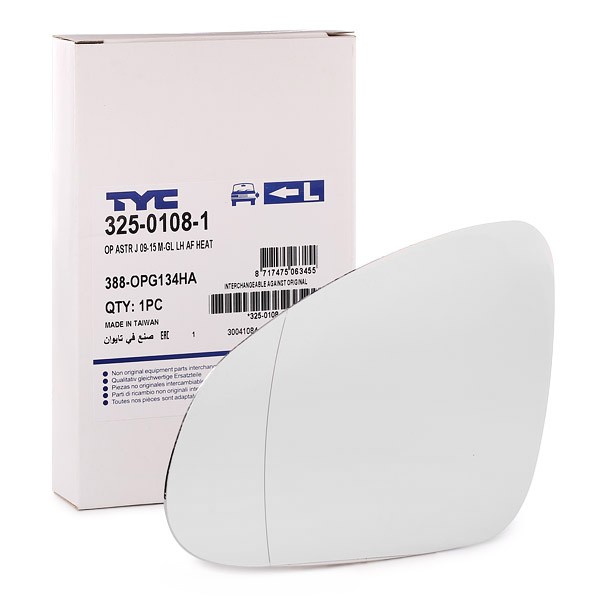 TYC Mirror Glass, outside mirror Article number: 325-0108-1 cheaply
