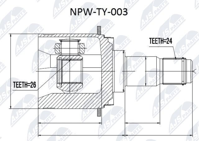 NTY Joint kit, drive shaft Article number: NPW-TY-003 cheaply