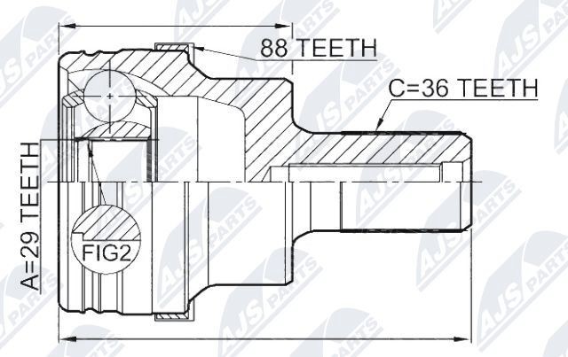 NTY Joint kit, drive shaft Article number: NPZ-FR-046 cheaply