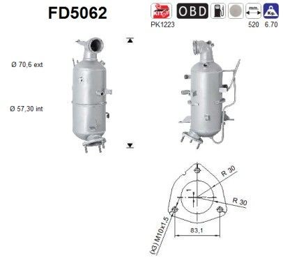 AS Diesel particulate filter Article number: FD5062 cheaply