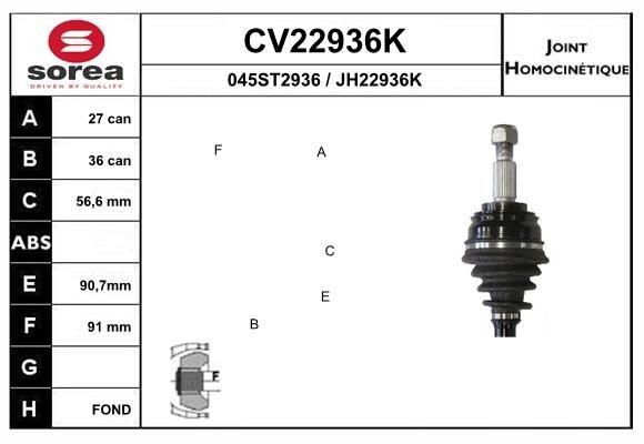 EAI Joint kit, drive shaft Article number: CV22936K cheaply