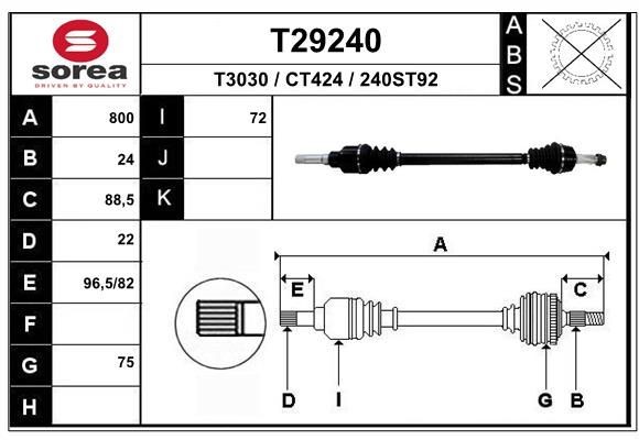 EAI Drive shaft Article number: T29240 cheaply