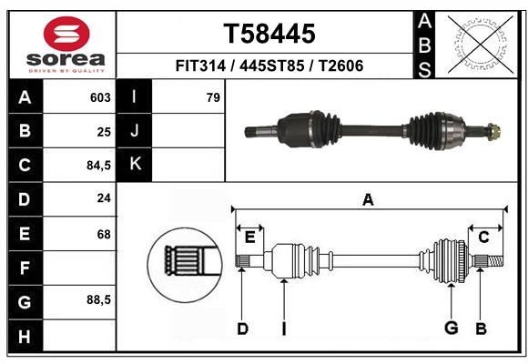 EAI Drive shaft Article number: T58445 cheaply