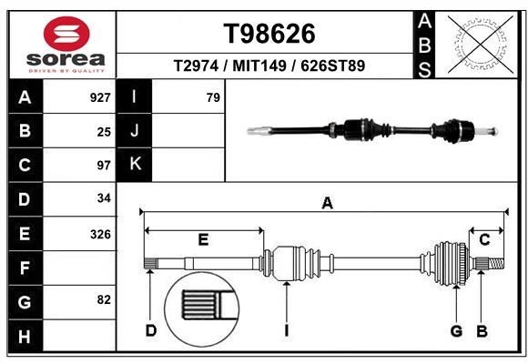 EAI Drive shaft Article number: T98626 cheaply