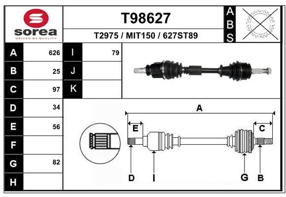 EAI Drive shaft Article number: T98627 cheaply