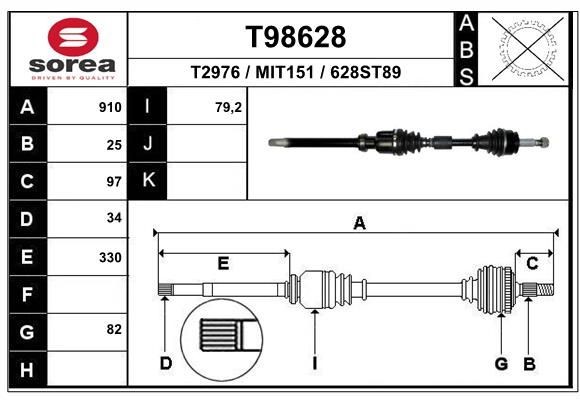 EAI Drive shaft Article number: T98628 cheaply