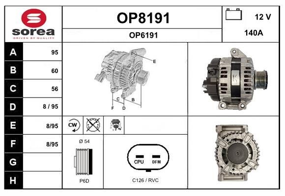 SNRA Alternator Article number: OP8191 cheaply