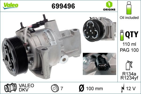 VALEO Air conditioning compressor Article number: 699496 cheaply