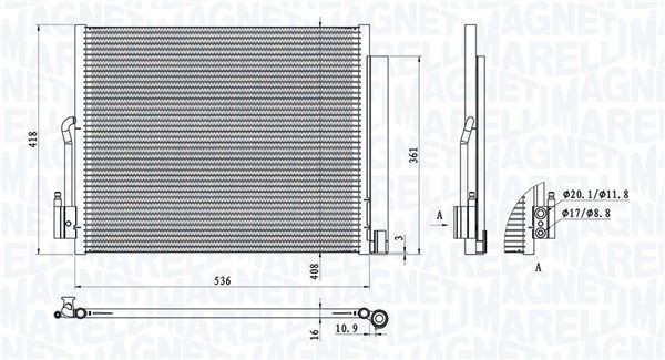 MAGNETI MARELLI Air conditioning condenser Article number: 350203872000 cheaply