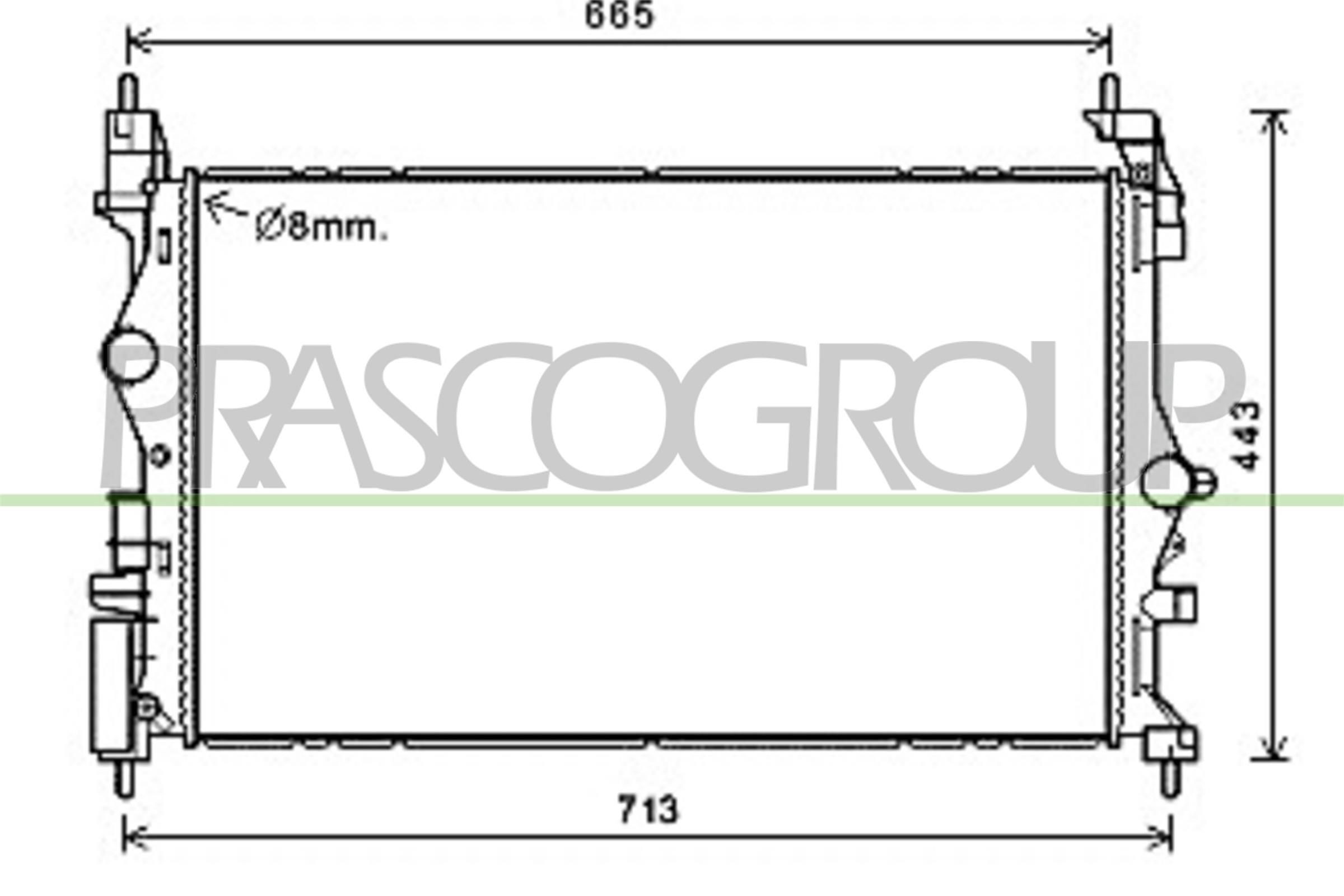 PRASCO Engine radiator Article number: OP036R001 cheaply
