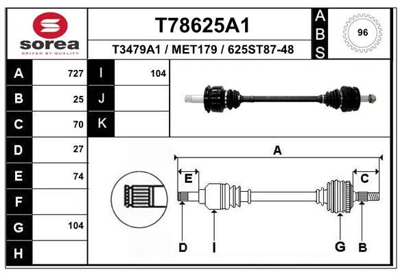 EAI Drive shaft Article number: T78625A1 cheaply