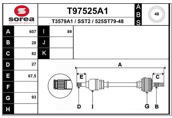 EAI Drive shaft Article number: T97525A1 cheaply