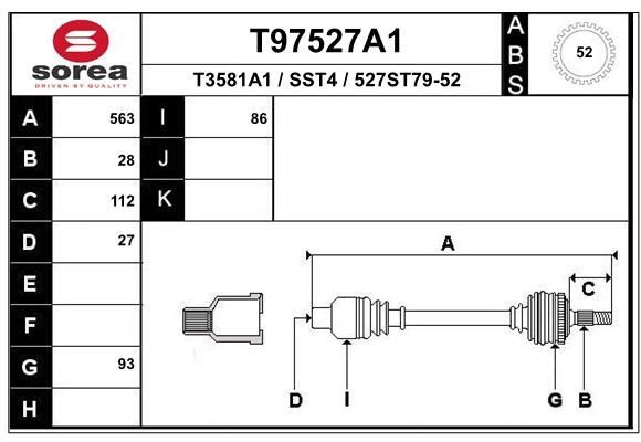 EAI Drive shaft Article number: T97527A1 cheaply
