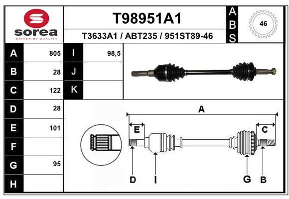 EAI Drive shaft Article number: T98951A1 cheaply