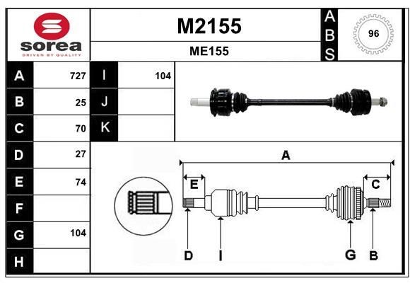 SNRA Drive shaft Article number: M2155 cheaply