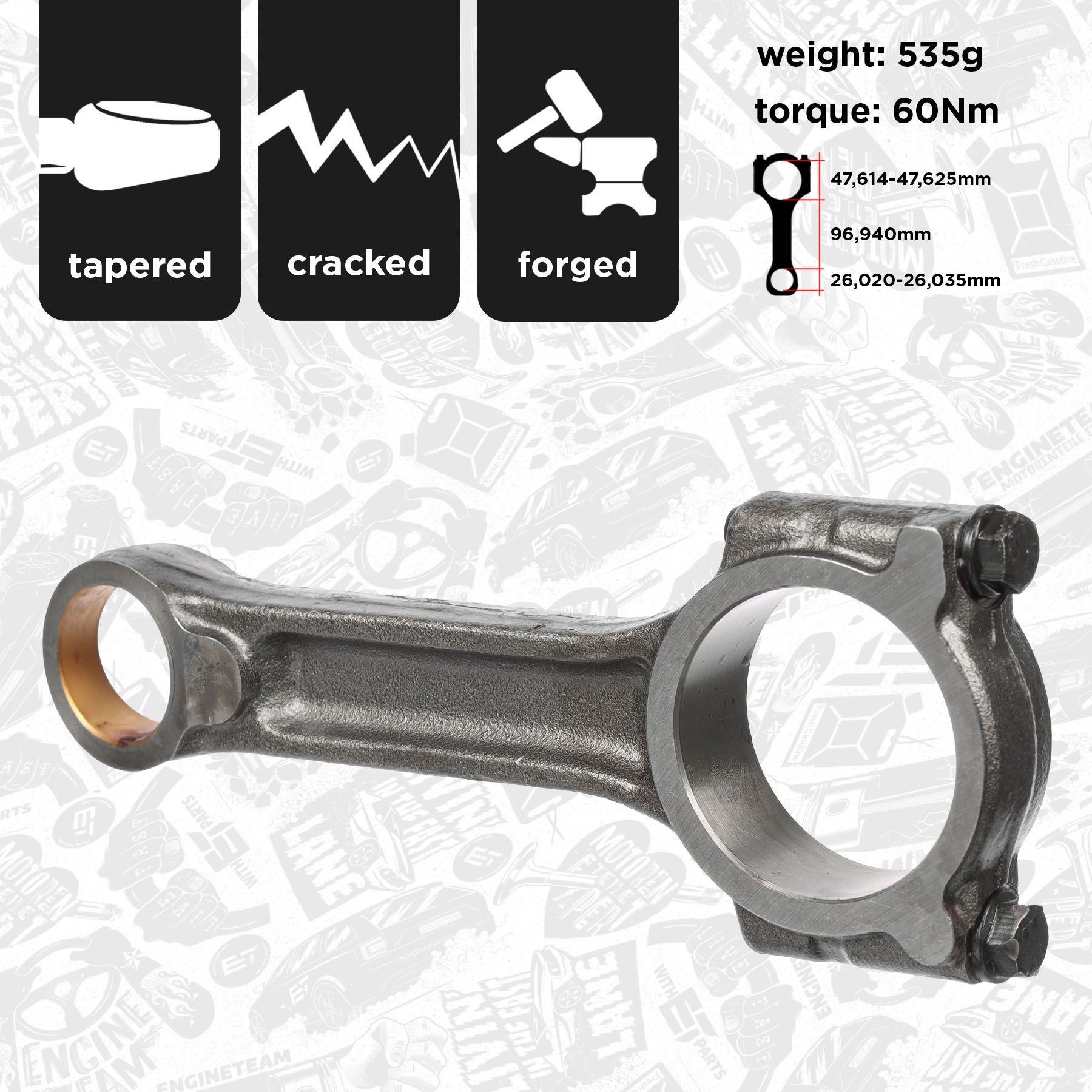 ET ENGINETEAM OM0045 Connecting Rod MODUS 1.5 dCi 65 PS Diesel
