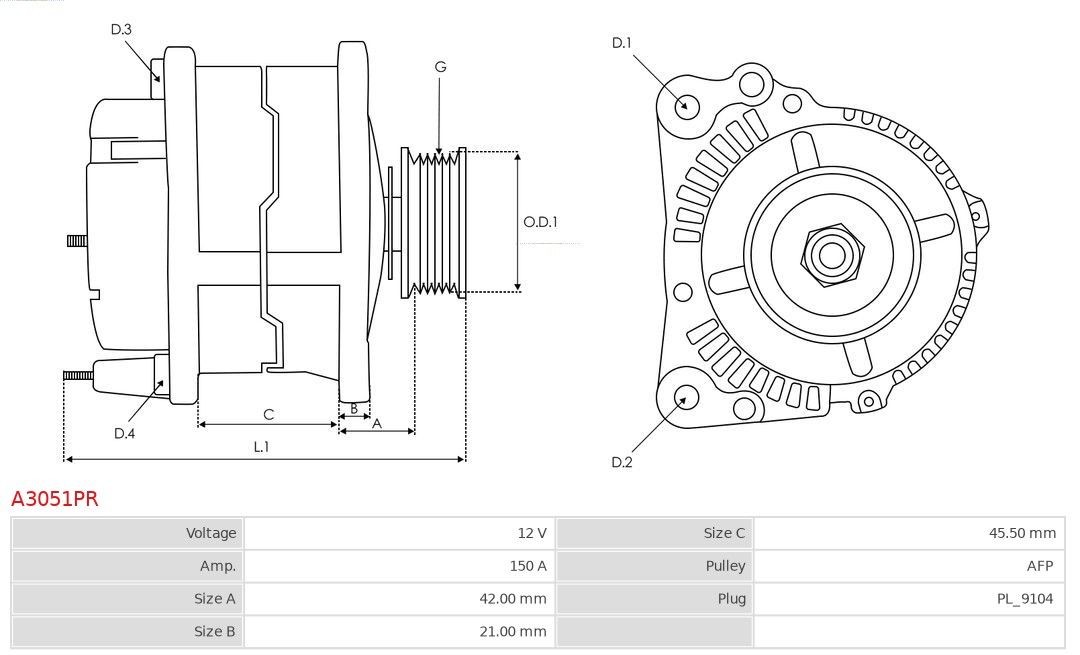 AS-PL Alternator Article number: A3051PR cheaply